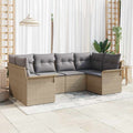 Conjunto de sofá de jardín 6 pcs Beige Poliratán