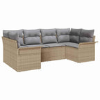 Conjunto de sofá de jardín 6 pcs Beige Poliratán