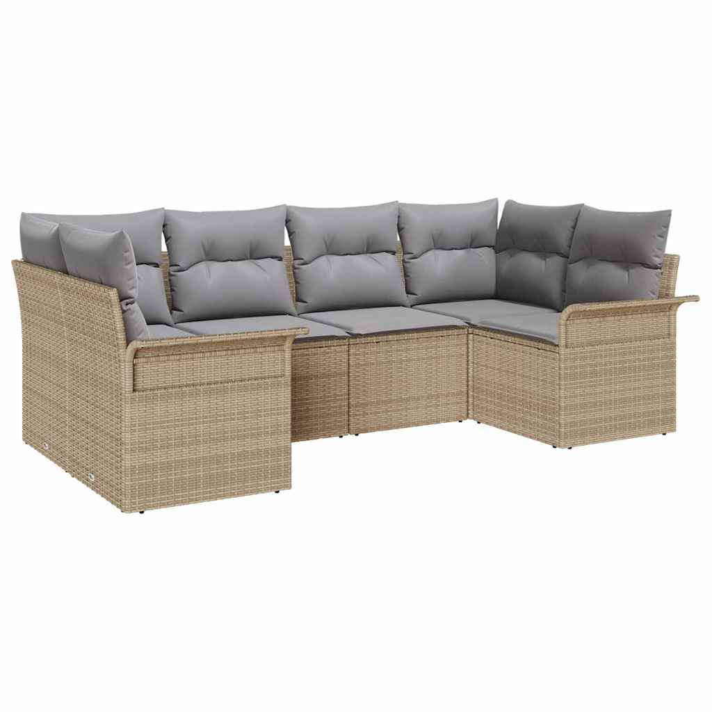 Conjunto de sofá de jardín 6 pcs Beige Poliratán