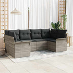 Conjunto de sofá de jardín 6 pcs Gris Claro Poliratán