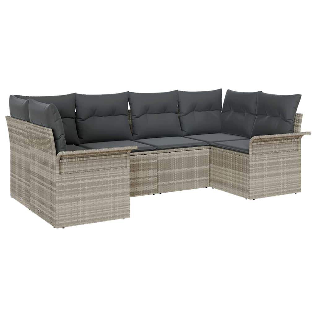 Conjunto de sofá de jardín 6 pcs Gris Claro Poliratán