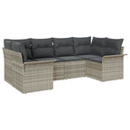 Conjunto de sofá de jardín 6 pcs Gris Claro Poliratán