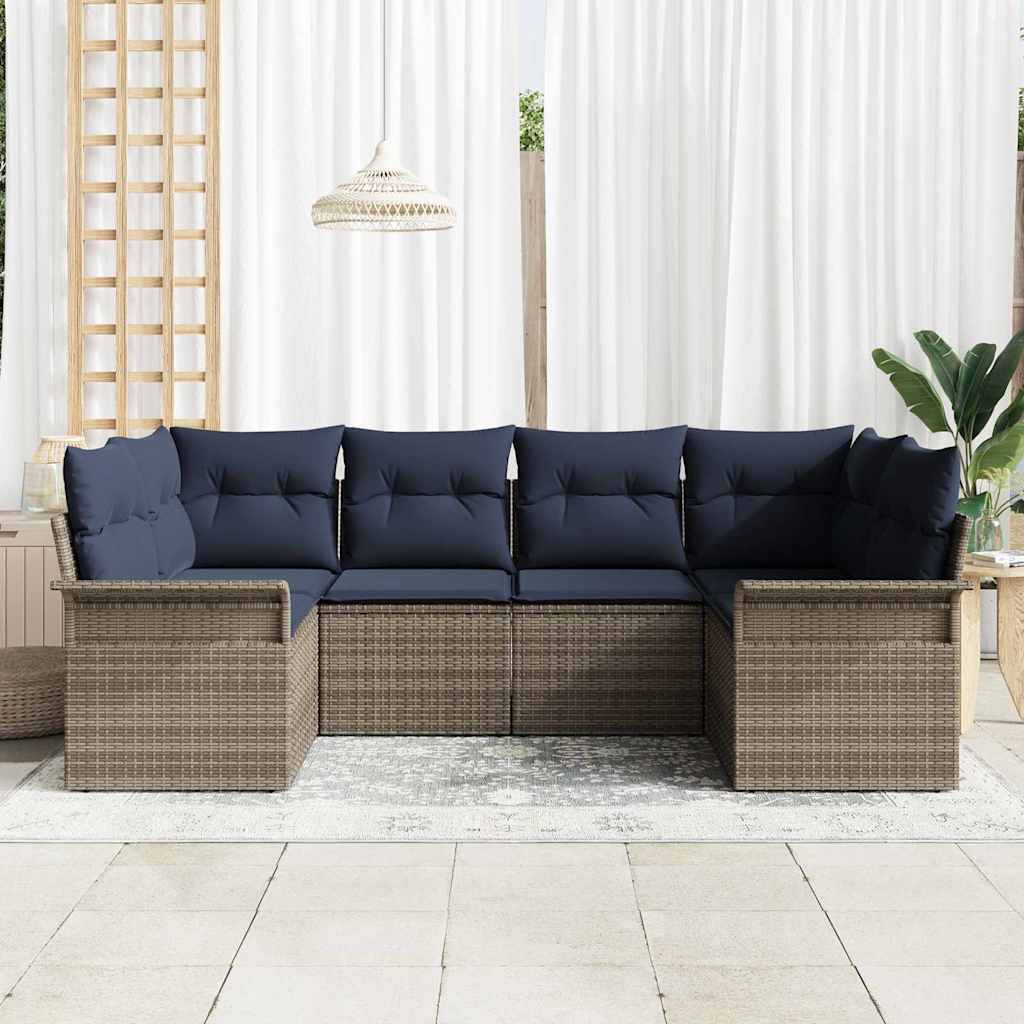 Conjunto de sofá de jardín 6 pcs Gris Poliratán