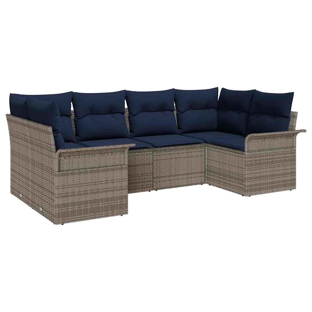 Conjunto de sofá de jardín 6 pcs Gris Poliratán