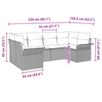 Conjunto de sofá de jardín 6 pcs Gris Poliratán