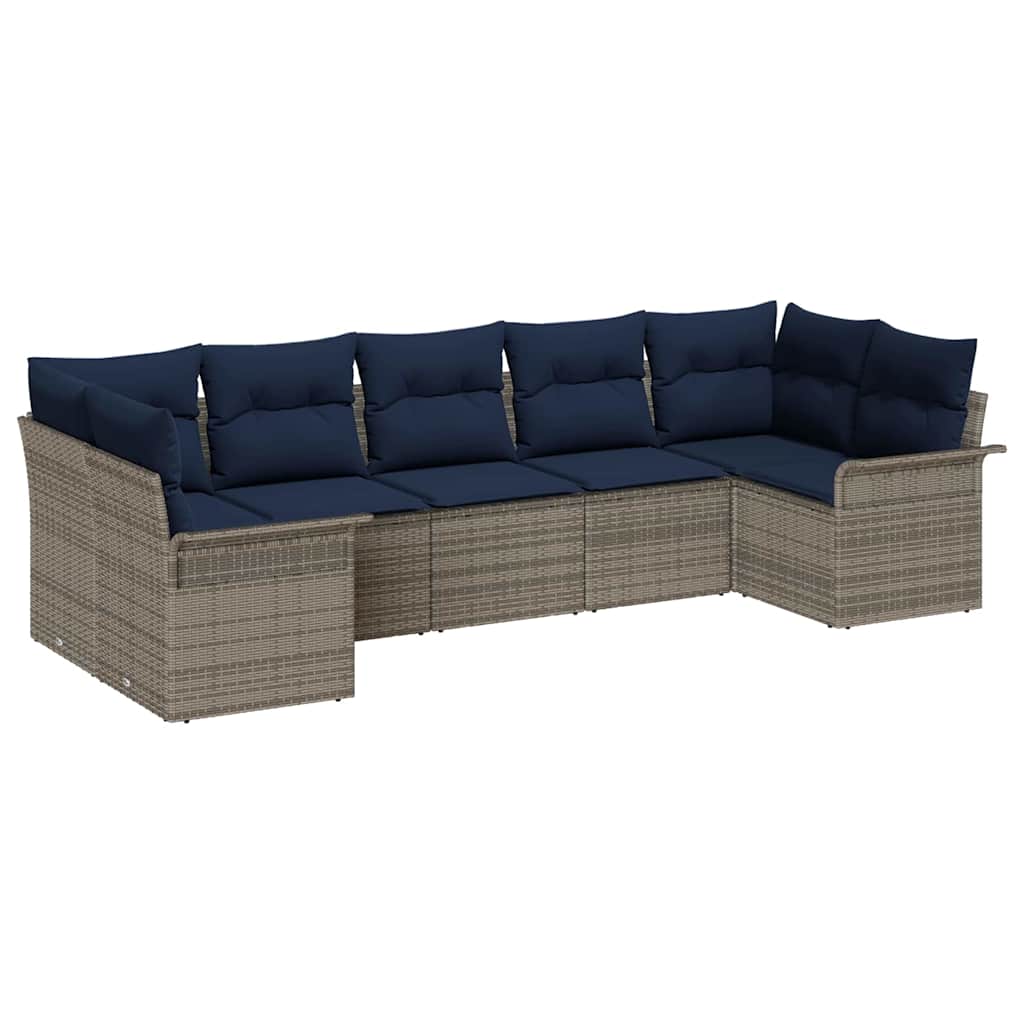 Conjunto de sofá de jardín 7 pcs Gris Poliratán