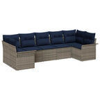Conjunto de sofá de jardín 7 pcs Gris Poliratán