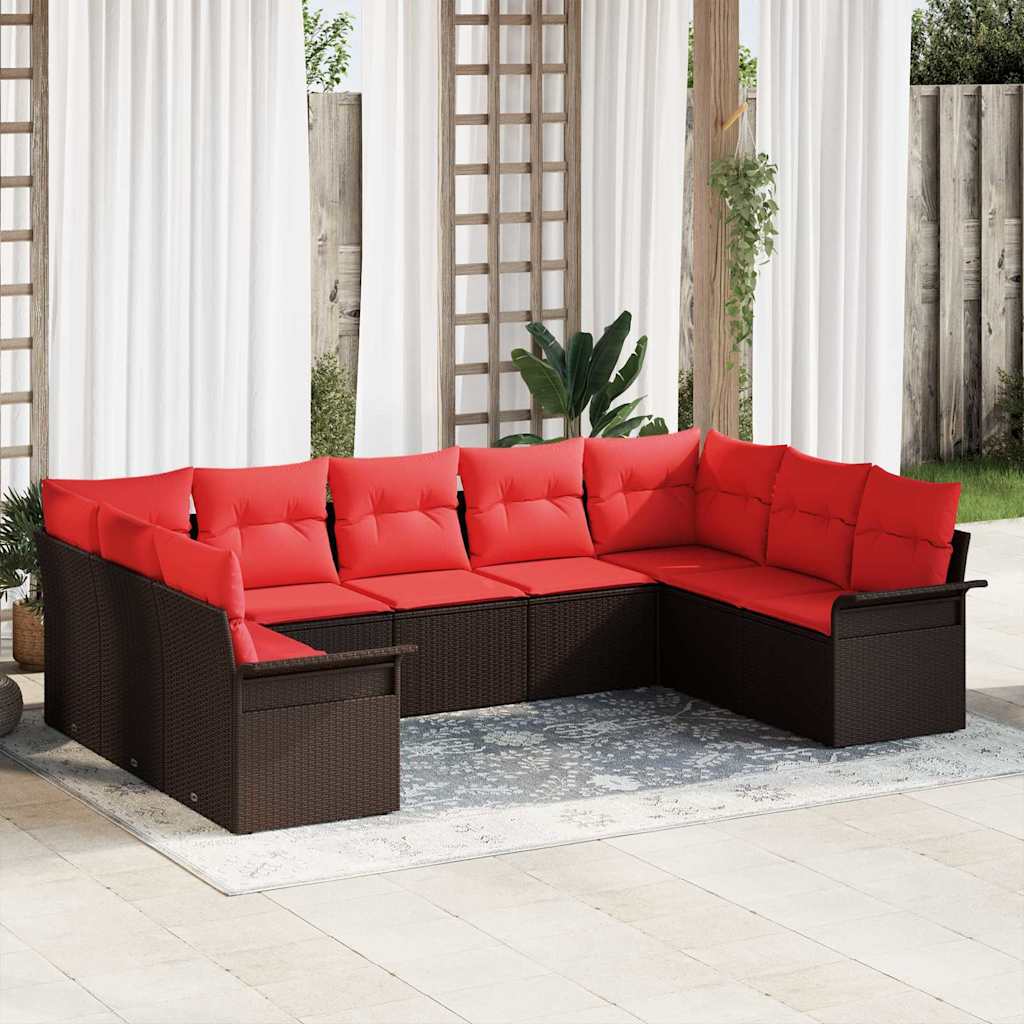 Conjunto de sofá de jardín 9 pcs Beige ratán sintético