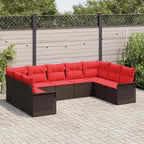 Conjunto de sofá de jardín 9 pcs Beige ratán sintético