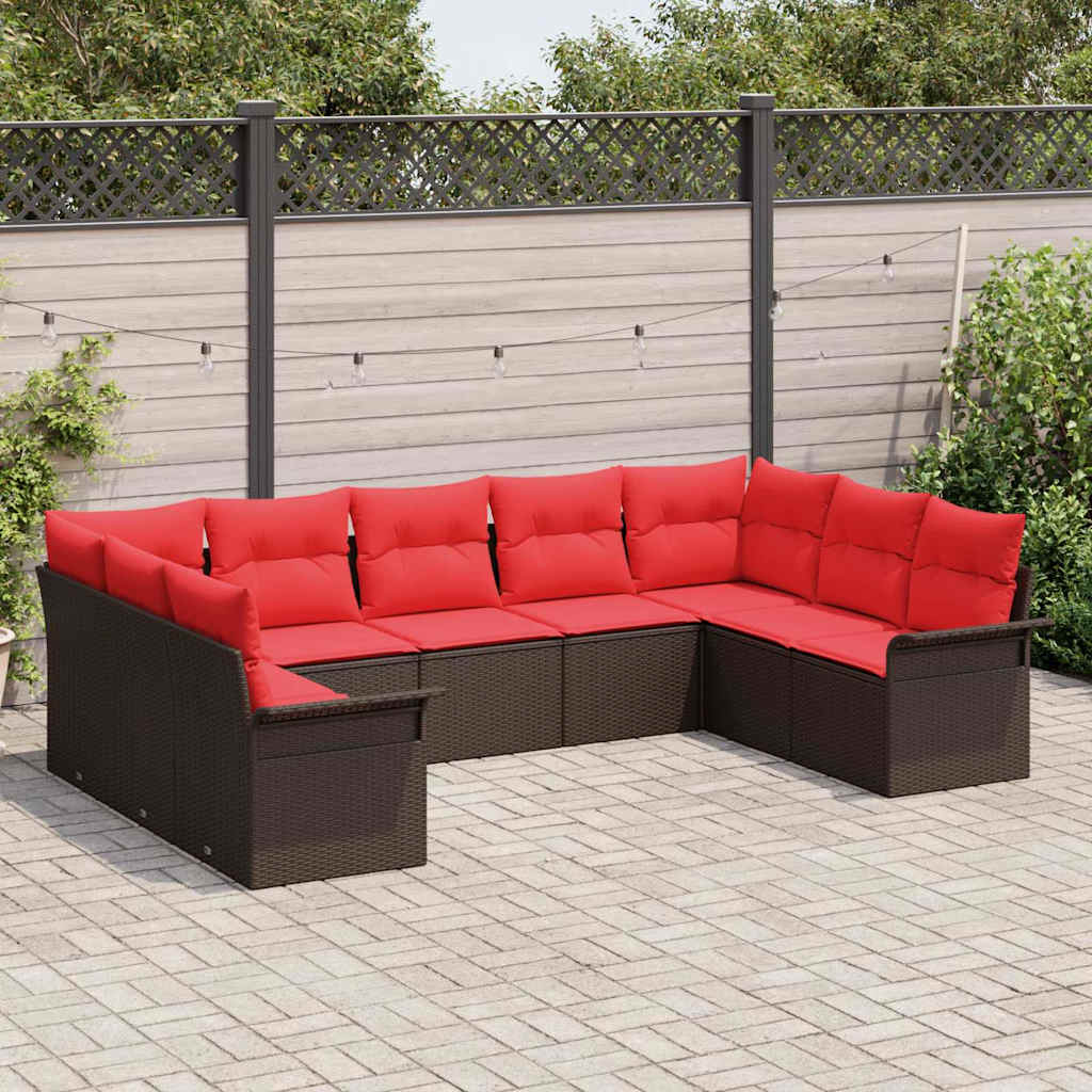 Conjunto de sofá de jardín 9 pcs Beige ratán sintético