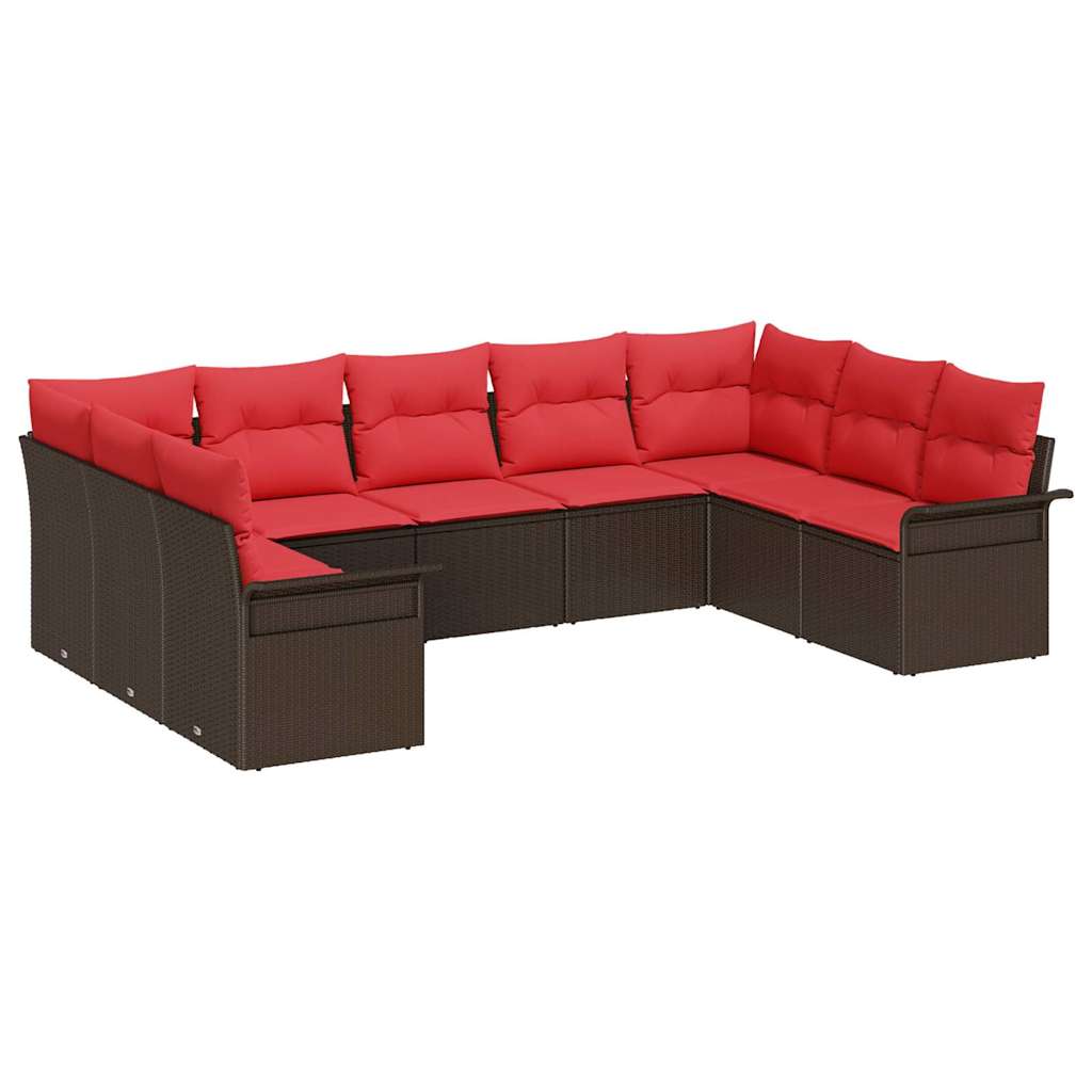 Conjunto de sofá de jardín 9 pcs Beige ratán sintético