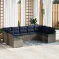 Conjunto de sofá de jardín 9 pcs Gris Claro ratán sintético