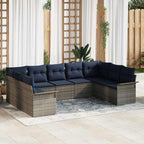 Conjunto de sofá de jardín 9 pcs Gris Claro ratán sintético