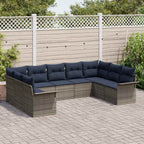 Conjunto de sofá de jardín 9 pcs Gris Claro ratán sintético