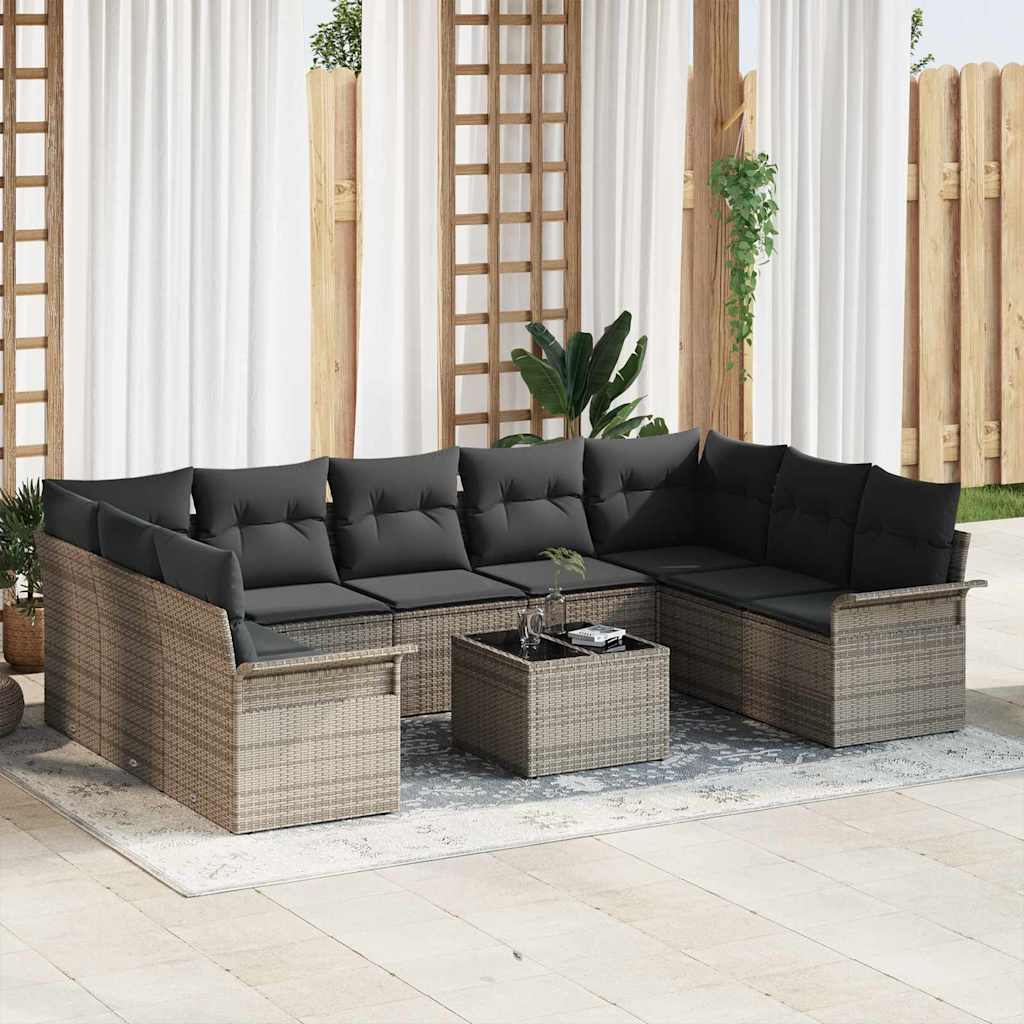Conjunto de sofá de jardín 10 pcs Beige ratán sintético