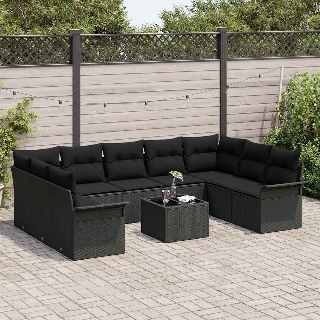 Conjunto de sofá de jardín 10 pcs Beige ratán sintético