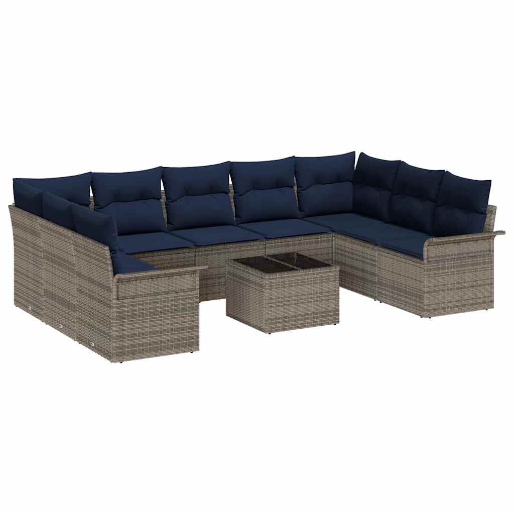 Conjunto de sofá de jardín 10 pcs Gris ratán sintético