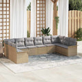 Conjunto de sofá de jardín 10 pcs Beige ratán sintético