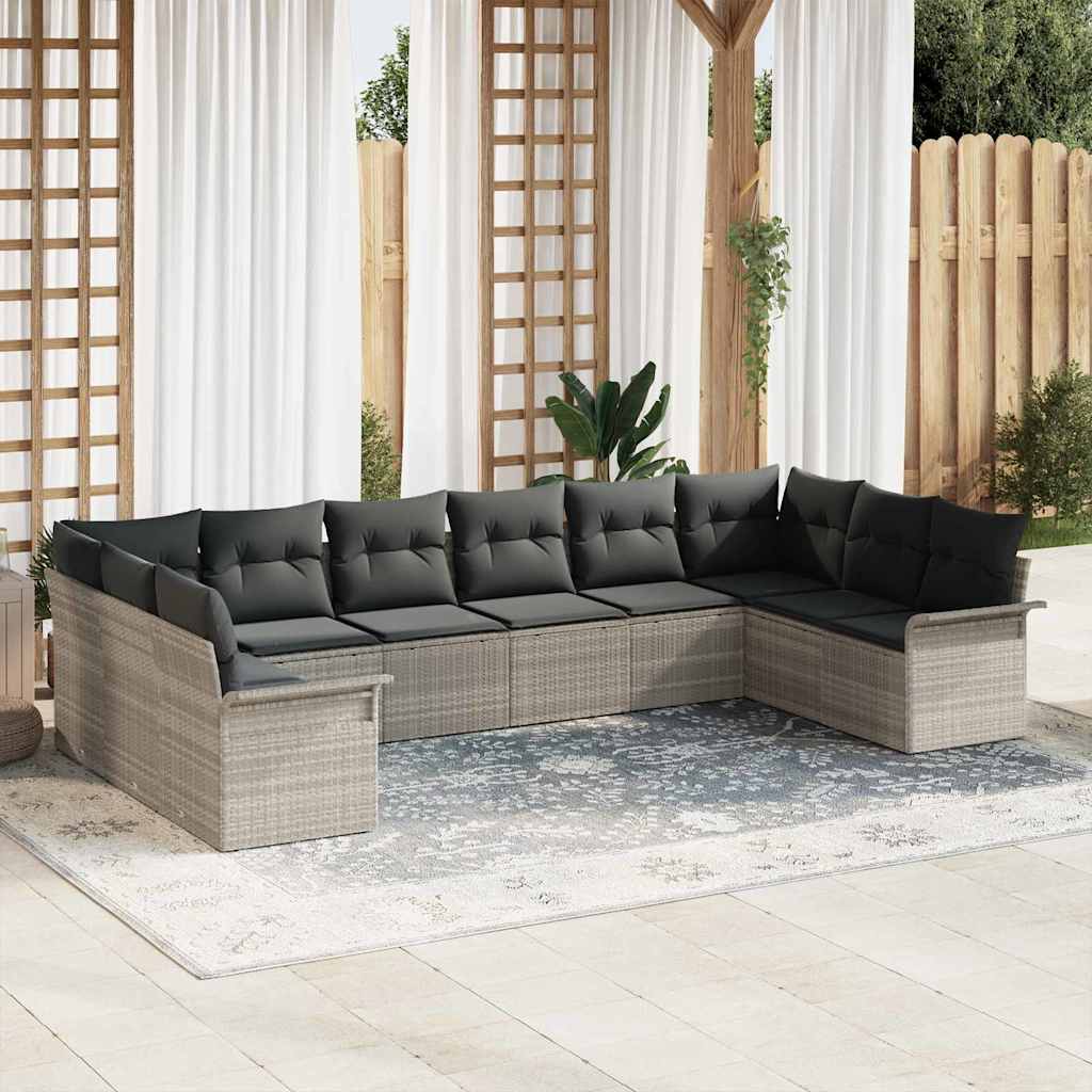 Conjunto de sofá de jardim 10 pcs Bege vime sintético