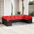 Conjunto de sofá de jardín 10 pcs Beige ratán sintético