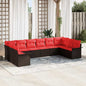Conjunto de sofá de jardim 10 pcs Bege vime sintético