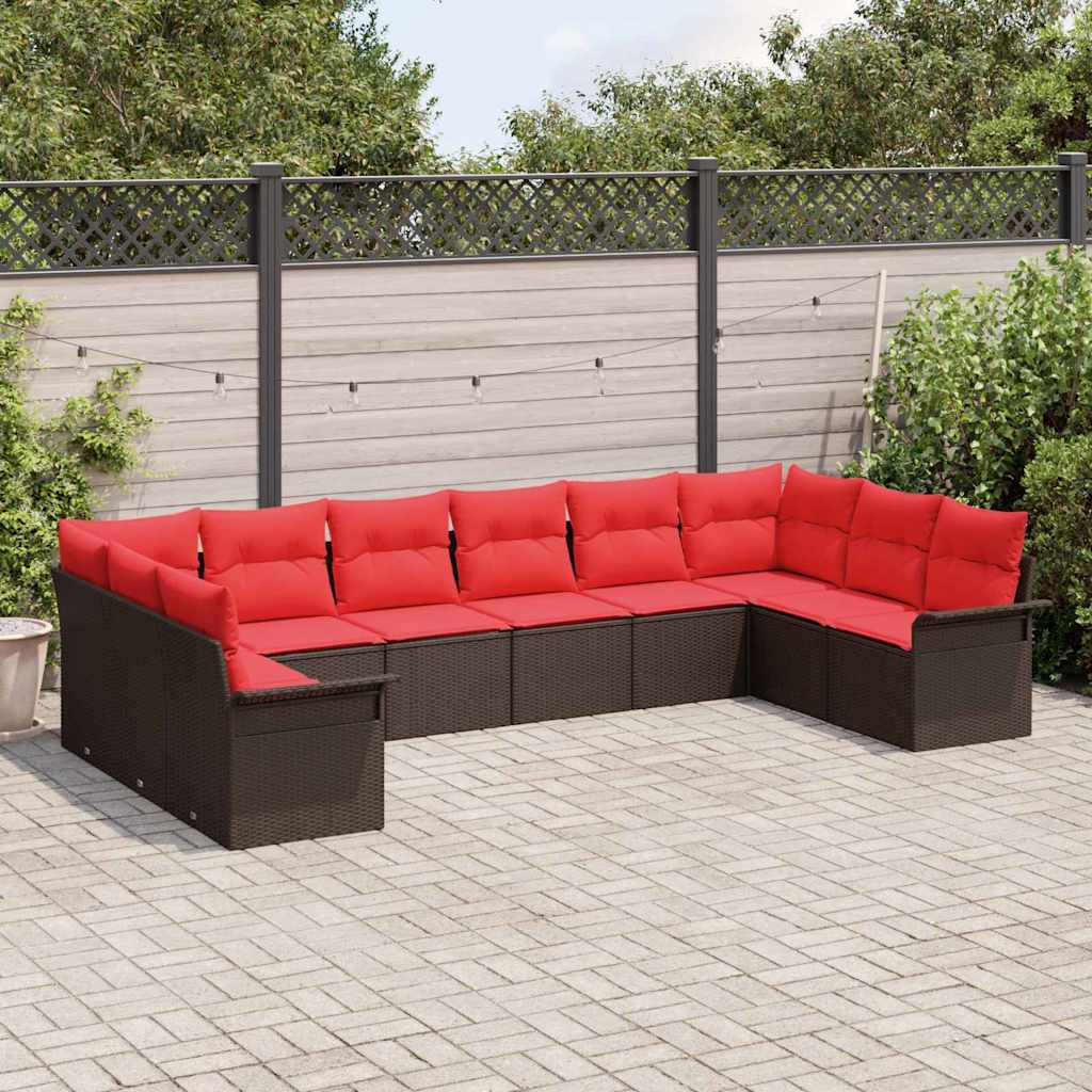Conjunto de sofá de jardín 10 pcs Beige ratán sintético