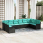 Conjunto de sofá de jardim 10 pcs Bege vime sintético