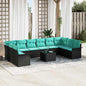 Conjunto de sofá de jardim 10 pcs Bege vime sintético