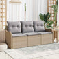 Conjunto de sofá de jardín 3 pcs Beige Poliratán