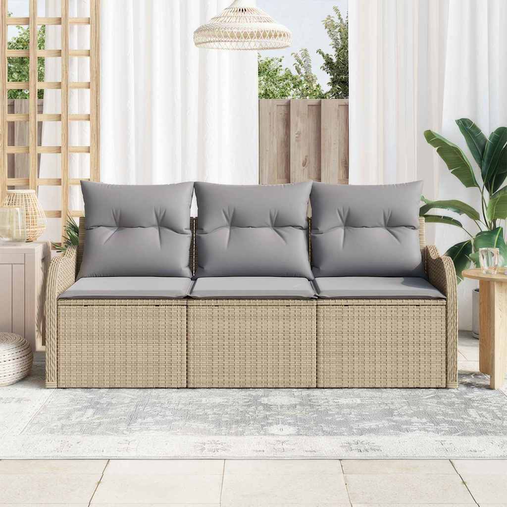Conjunto de sofá de jardín 3 pcs Beige Poliratán