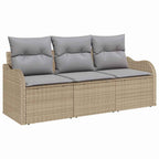 Conjunto de sofá de jardín 3 pcs Beige Poliratán