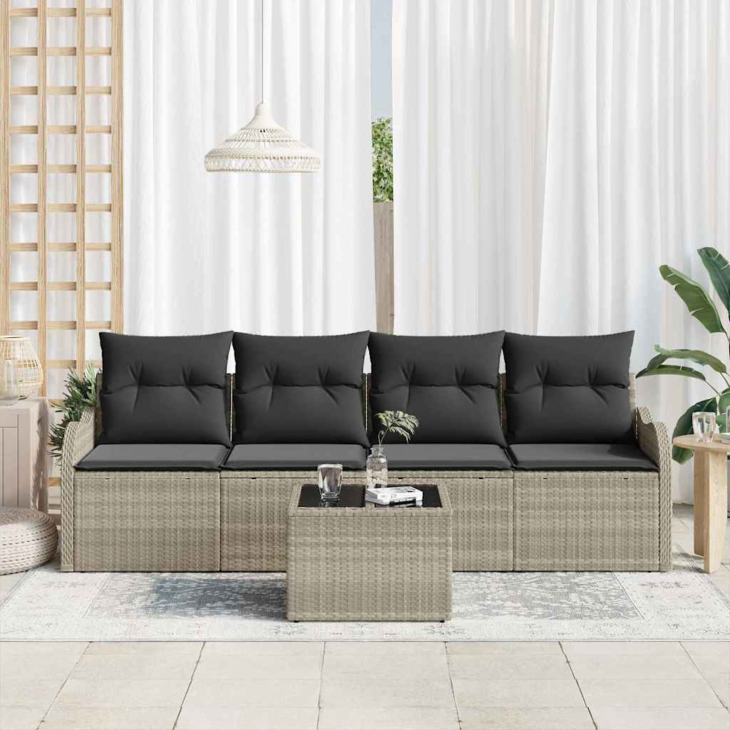 Conjunto de sofá de jardín 5 pcs Gris Claro y Gris Oscuro