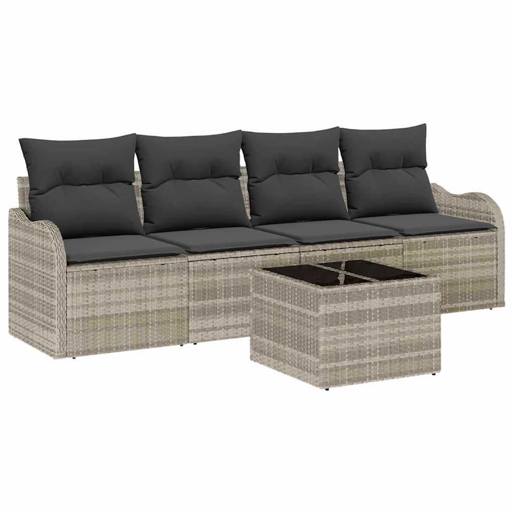 Conjunto de sofá de jardín 5 pcs Gris Claro y Gris Oscuro