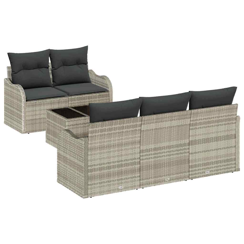 Conjunto de sofá de jardín 6 pcs Gris Claro y Gris Oscuro
