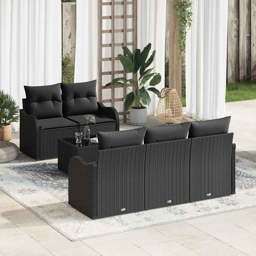 Conjunto de sofá de jardín con cojín Manual 6 pcs Beige y Crema