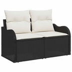 Conjunto de sofá de jardín con cojín 7 pcs Negro y crema