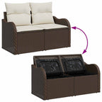 Conjunto de sofá de jardín con cojín 7 pcs Marrón y crema