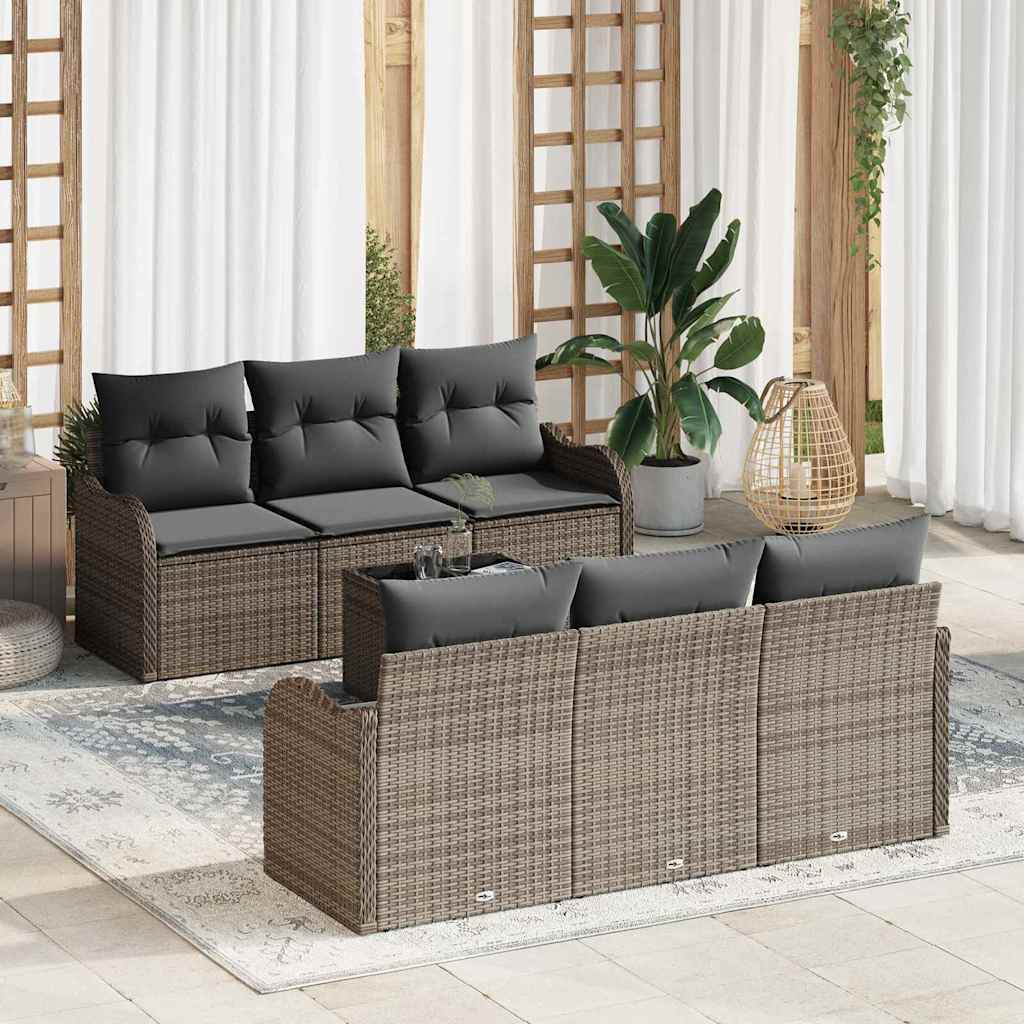 Conjunto de sofá de jardín con cojín 9 pcs Negro Poliratán