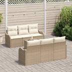 Conjunto de sofá de jardín con cojín 7 pcs Beige y Crema