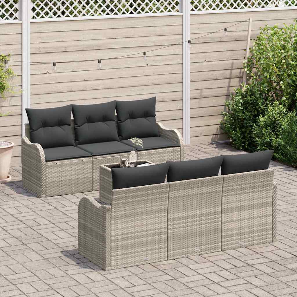 Conjunto de sofá de jardín 7 pcs Gris Claro y Gris Oscuro