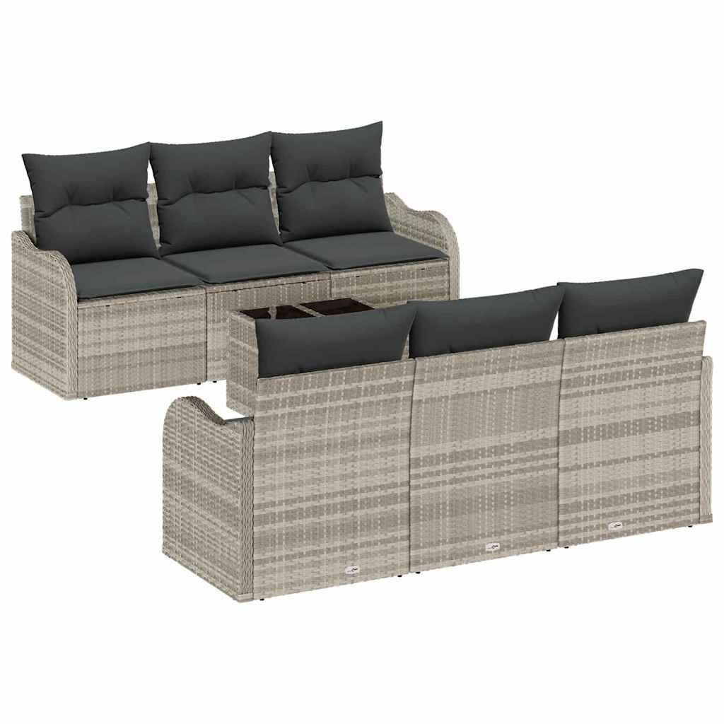 Conjunto de sofá de jardín 7 pcs Gris Claro y Gris Oscuro