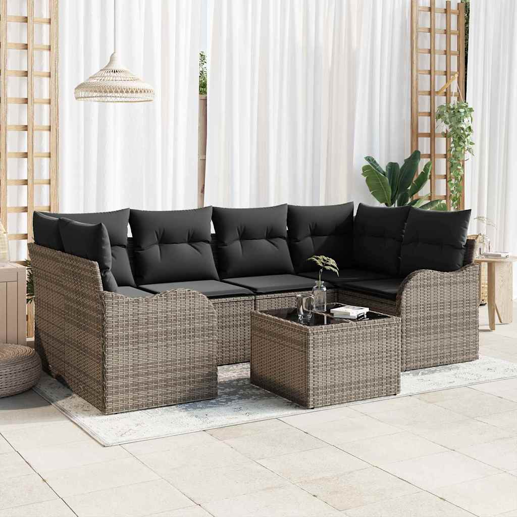 Conjunto de sofá de jardín 7 pcs Gris Claro y Gris Oscuro