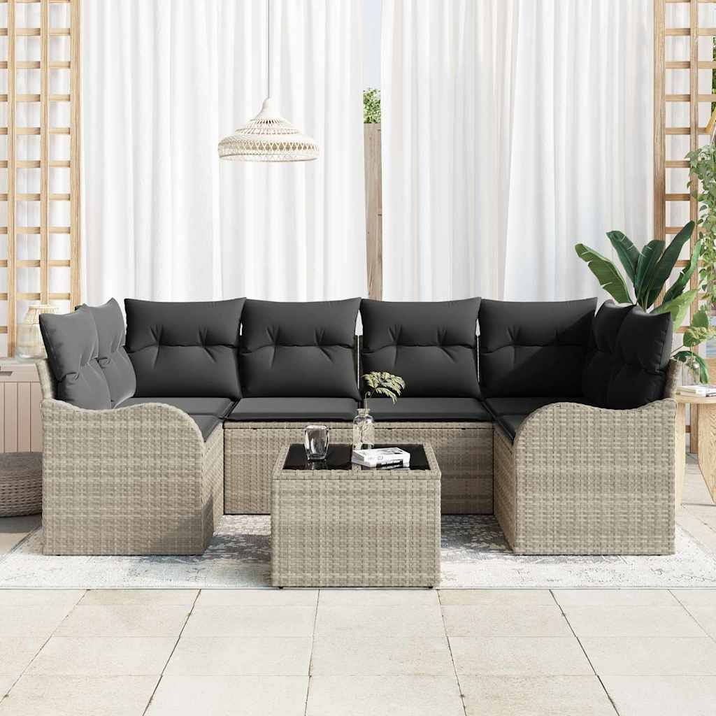 Conjunto de sofá de jardín 7 pcs Gris Claro y Gris Oscuro