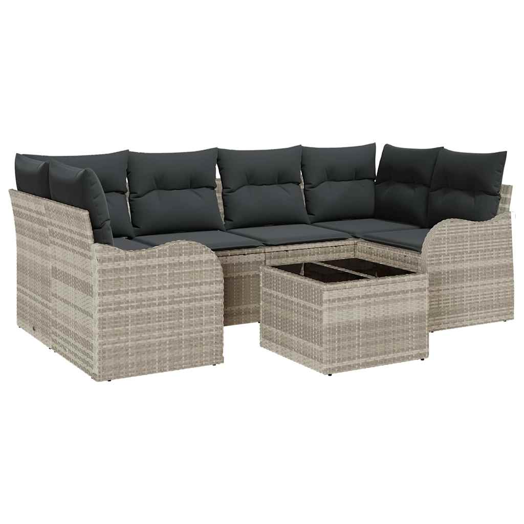 Conjunto de sofá de jardín 7 pcs Gris Claro y Gris Oscuro
