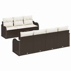 Conjunto de sofá de jardín con cojín 8 pcs Marrón y crema