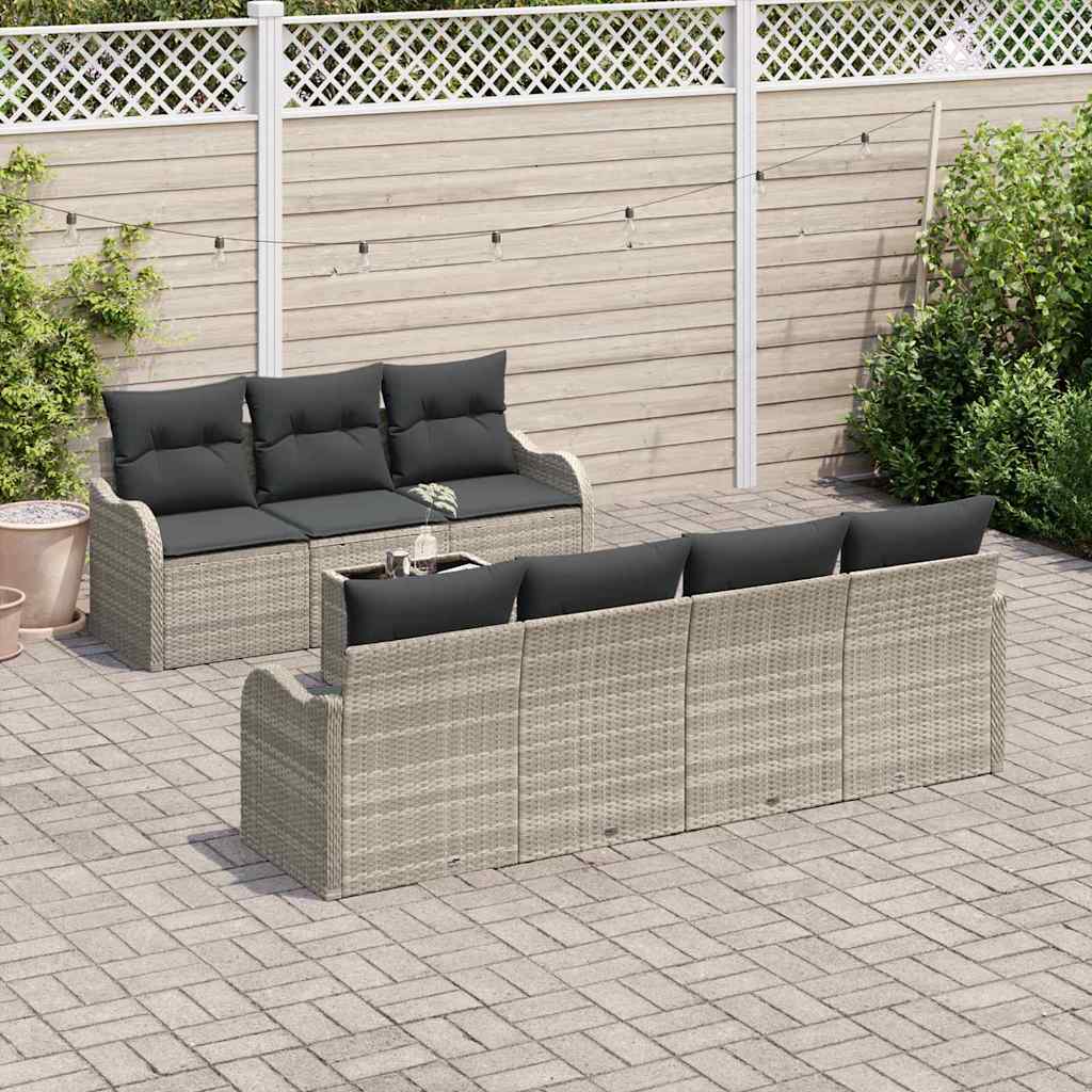 Conjunto de sofá de jardín 8 pcs Gris Claro y Gris Oscuro