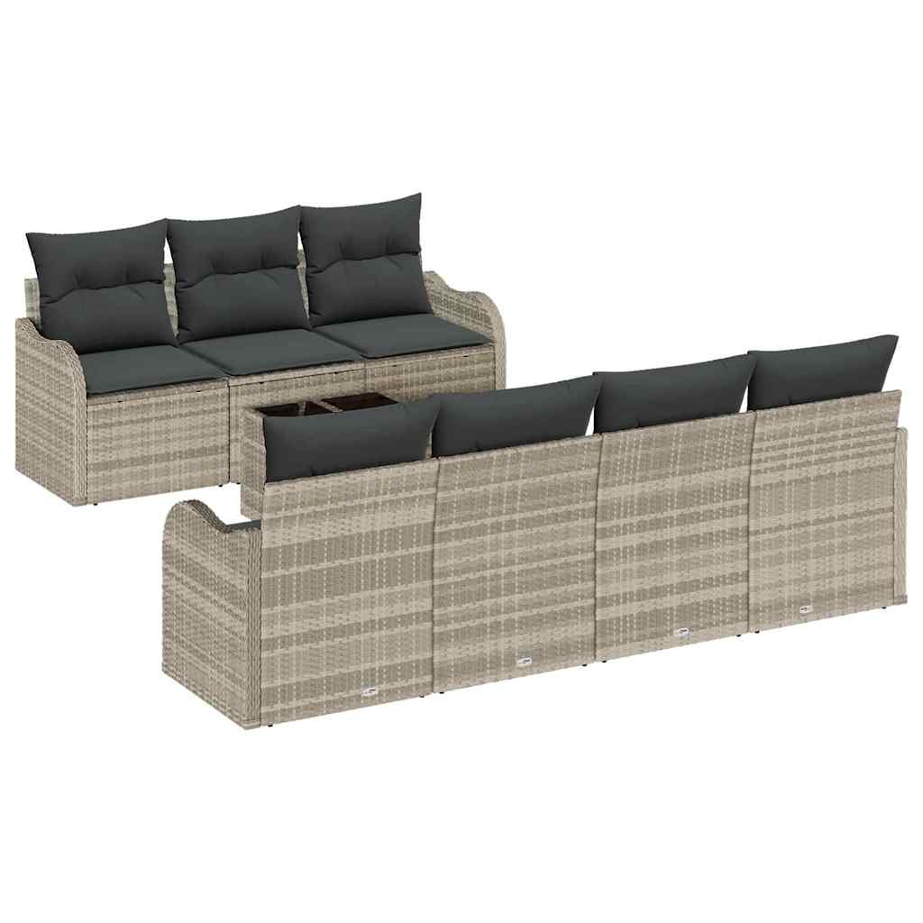 Conjunto de sofá de jardín 8 pcs Gris Claro y Gris Oscuro