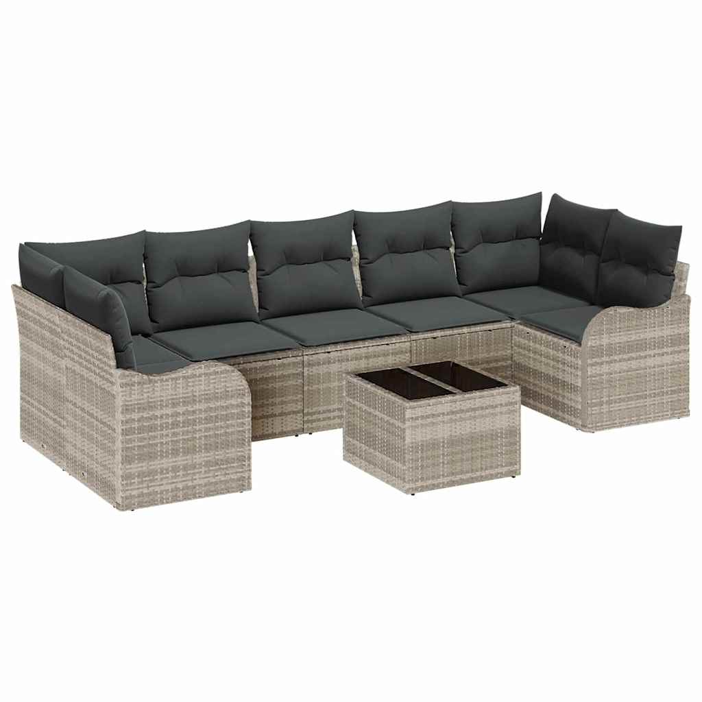 Conjunto de sofá de jardín 8 pcs Gris Claro y Gris Oscuro