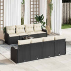 Conjunto de sofá de jardín con cojín 9 pcs Negro y crema