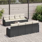 Conjunto de sofá de jardín con cojín 9 pcs Negro y crema